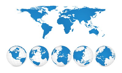 world map and globe detail vector illustration, eps 10.