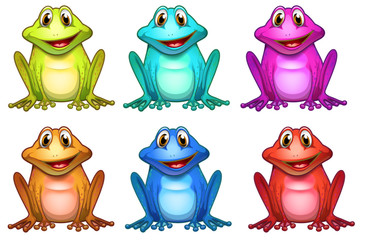 Sticker - Six different colors of frogs