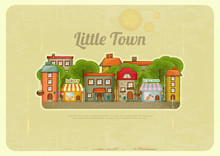 Little Town Retro Background