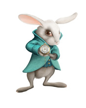 White Rabbit With Clock