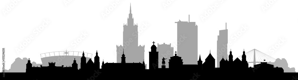Skyline Warszawa - obrazy, fototapety, plakaty 