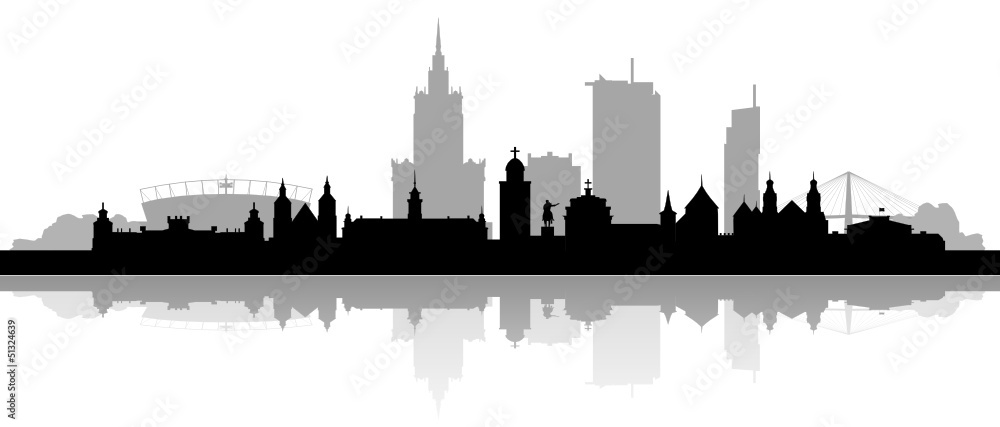 Skyline Warszawa - obrazy, fototapety, plakaty 