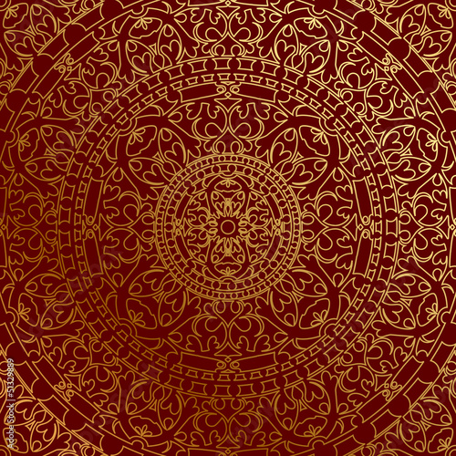 Photographie Vector oriental blue background with gold ornament