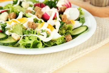 Wall Mural - Fresh mixed salad with eggs, salad leaves and other vegetables,