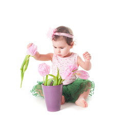 Poster - Baby with flowers