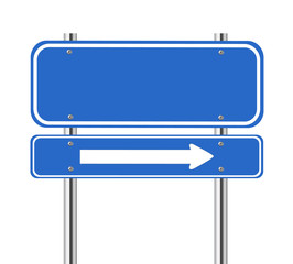 blank blue traffic sign with white arrow