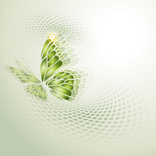 Abstract Background With Green Butterfly