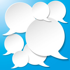 Canvas Print - White Communication Speech Bubbles Blue Background