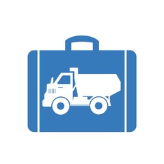 Canvas Print - Camion benne dans une valise