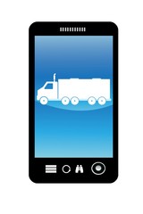 Canvas Print - Camion poids lourd dans un téléphone mobile