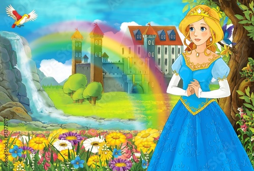 Obraz na płótnie canvas trzyczęściowy "tryptyk" Wróżka - piękna dziewczyna manga - ilustracja