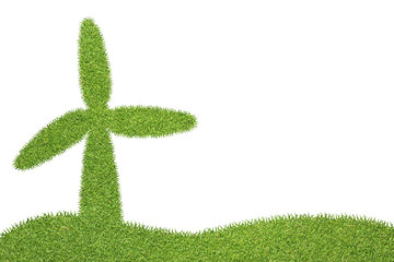 Wall Mural - Turbine icon on green grass texture and background