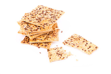 Wall Mural - Wholesome biscuits with cereal isolated on white.