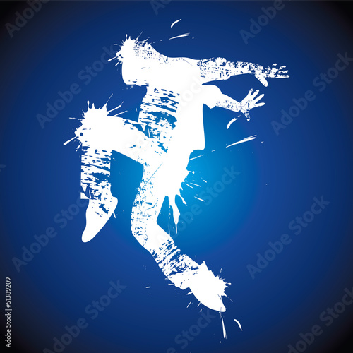 Naklejka - mata magnetyczna na lodówkę Young man hip-hop dancing stock vector