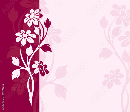 Plakat na zamówienie Pink and purple flowers card. Vector illustration.
