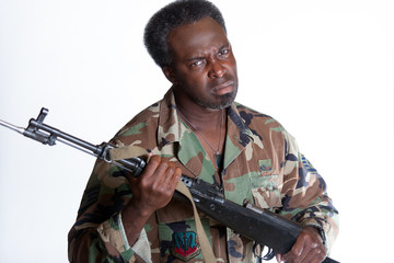 African American man with gun