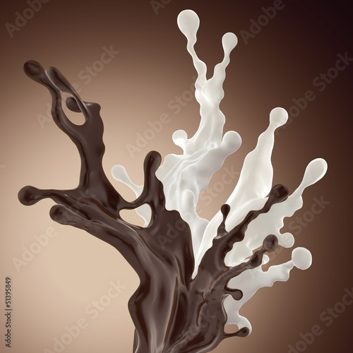 Fototapeta do kuchni mix of liquid chocolate and milk splash