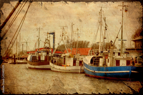 Plakat na papierze fotorealistycznym Plakat retro - port rybacki
