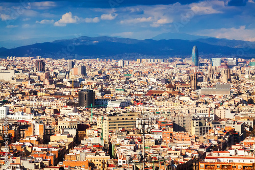 Fotoboard na płycie Widok z góry z barcelona z montjuic