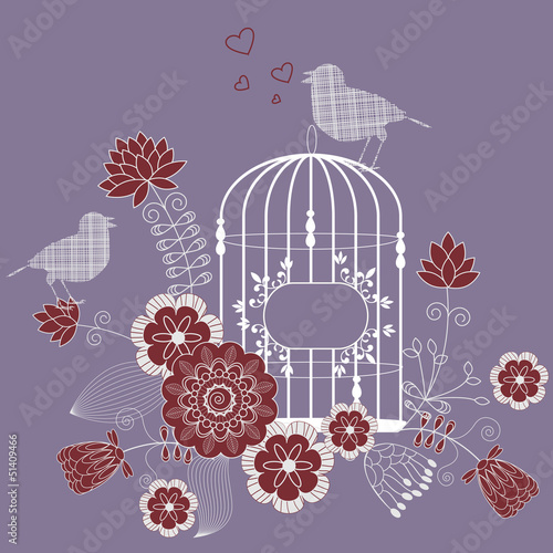 Naklejka na drzwi Loving bird - vector floral background