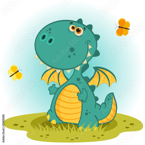 Plakat na zamówienie cute dragon vector