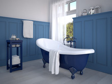 Klassisches Badezimmer Mit Dekoration In Blau