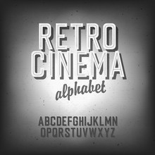 Old Cinema Styled Alphabet. With Textured Background, Vector, EP