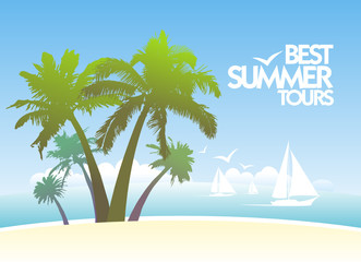 Wall Mural - Best summer tours design template with white yachts. 