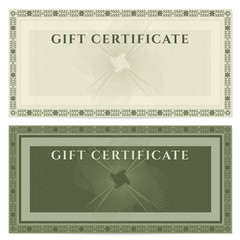 Wall Mural - Gift Voucher (coupon) template with border. Green color