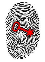 Leinwandbilder - Security concept with fingerprint and key