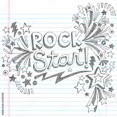 Rock Star Music Back To School Sketchy Notebook Doodles Wall Mural