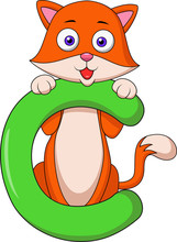 Alphabet C With Cat Cartoon