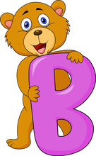 Alphabet B With Bear Cartoon