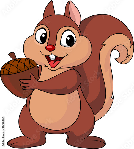 Obraz w ramie Squirrel cartoon with nut