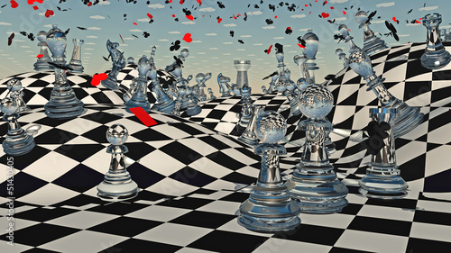 Board z aluminiowym obramowaniem Szachy fantasy