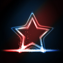Red Blue White Glowing Frame Shaped As A Star