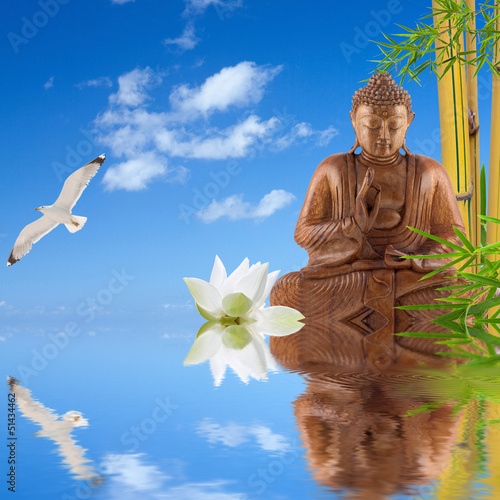 Board z aluminiowym obramowaniem Skład zen, budda, bambus, lotos