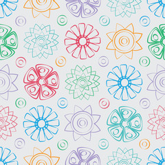 Wall Mural - Vector seamless flower pattern background