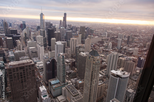 Board z aluminiowym obramowaniem Panoramę Chicago z wieży Hancocka