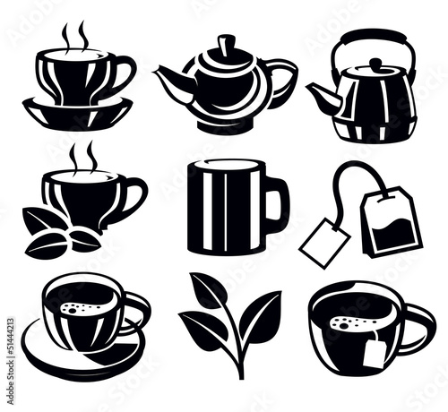 Tapeta ścienna na wymiar tea icons