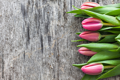 Board z aluminiowym obramowaniem Tulipany na drewnie