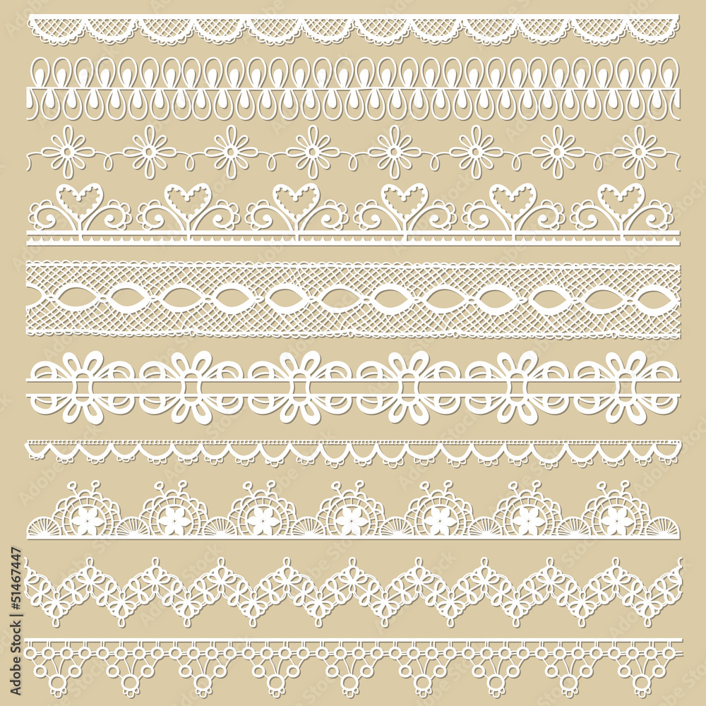 Set of lace ribbons - for design and scrapbook - in vector - obrazy, fototapety, plakaty 