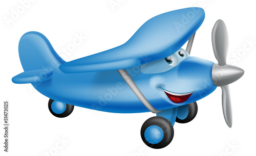 Obraz w ramie Cute airplane cartoon character