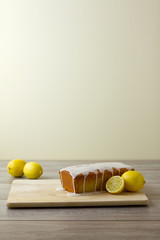 Wall Mural - Unsliced glazed lemon loaf cake