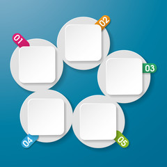 Canvas Print - Five Info Labels With Numbers Circle Rectangle Blue Background