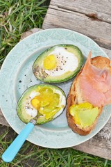 Canvas Print - Baked eggs in avocado