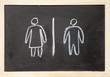 women and men sign drawn with chalk on blackboard
