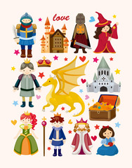 set of fairy tale element icons