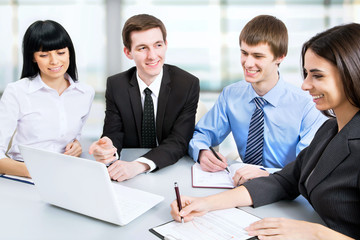 Poster - Business people working at meeting