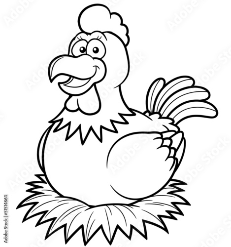 Vector Illustration Of Hen On A Nest Coloring Book Stock Vector Adobe Stock